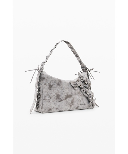 Flower-Motif Shoulder Bag/フラワーモチーフ ショルダーバッグ グレー 