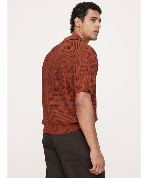 Banana Republic(バナナリパブリック)の「コットン ジグザグ ニットポロ(ニット/セーター・メンズ・アイボリー/レッド・S/M/L/XL)」の3枚目の写真