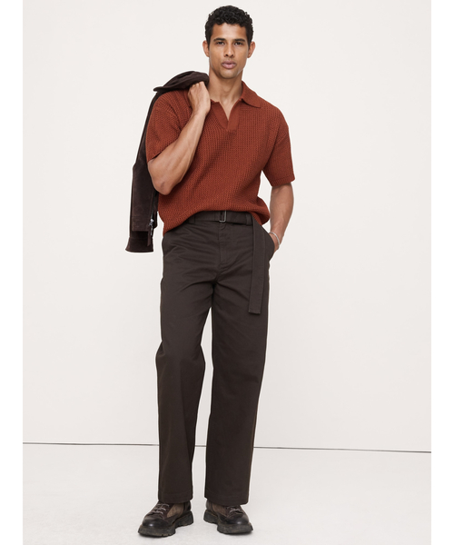 Banana Republic(バナナリパブリック)の「コットン ジグザグ ニットポロ(ニット/セーター・メンズ・アイボリー/レッド・S/M/L/XL)」の4枚目の写真