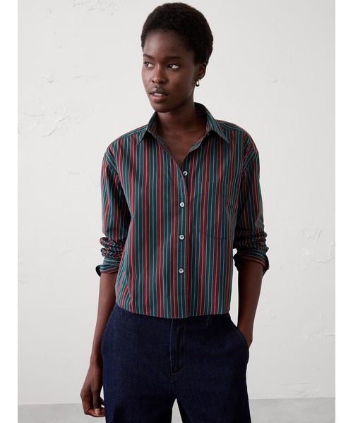 BANANA REPUBLIC FACTORY STORE(バナナリパブリック ファクトリーストア)の「BANANA REPUBLIC FACTORY STORE コットン クロップドシャツ(シャツ/ブラウス・レディース・マルチ/ホワイト・L/M/S/XS)」の2枚目の写真