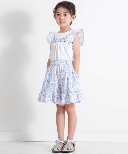 BeBe(ベベ)の「【お揃い】強撚スムースボタニカルレモン柄キュロットパンツ(90~150cm)(その他パンツ・キッズ・ブルー系その他・150cm/140cm/120cm/130cm/110cm)」の3枚目の写真
