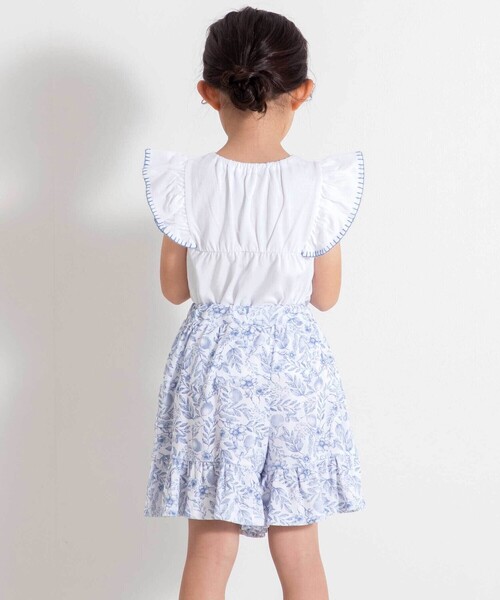 BeBe(ベベ)の「【お揃い】強撚スムースボタニカルレモン柄キュロットパンツ(90~150cm)(その他パンツ・キッズ・ブルー系その他・150cm/140cm/120cm/130cm/110cm)」の4枚目の写真