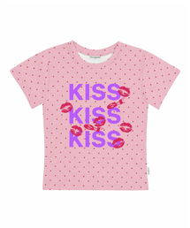 KISS KISS KISSプリントドットスリムフィット半袖Tシャツピンク