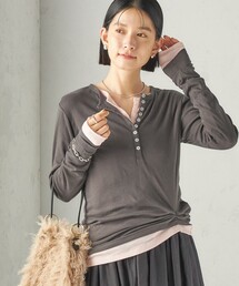 【SHIPS別注】miller:シアー ヘンリー ネック ロング スリーブ TEE 26AW