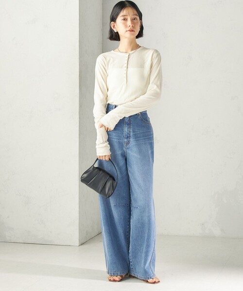 MILLER(ミラー)の「【SHIPS別注】miller:シアー ヘンリー ネック ロング スリーブ TEE 26AW(Tシャツ/カットソー・レディース・ブラウン/ダークグレー/ピンク/オフホワイト/ラベンダー/クリーム・ONE SIZE)」の13枚目の写真