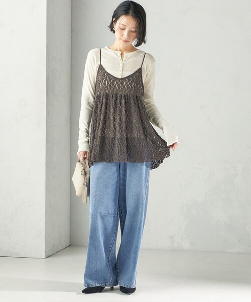 MILLER(ミラー)の「【SHIPS別注】miller:シアー ヘンリー ネック ロング スリーブ TEE 26AW(Tシャツ/カットソー・レディース・ブラウン/ダークグレー/ピンク/オフホワイト/ラベンダー/クリーム・ONE SIZE)」の19枚目の写真
