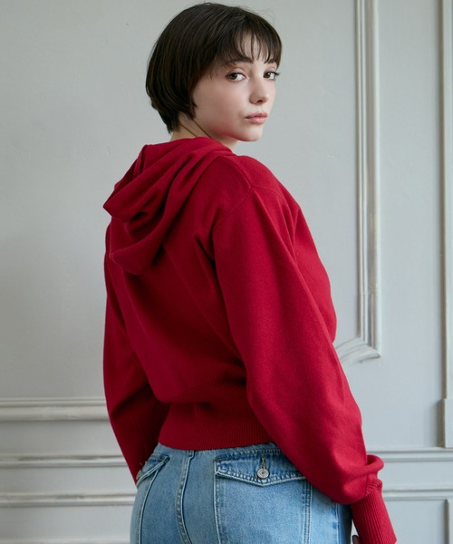 mic by Olu.(ミックバイオルドット)の「< ZOZOTOWN限定 >フードボリュームスリーブカーディガン(カーディガン/ボレロ・レディース・アイボリー/レッド/チャコールグレー・FREE)」の12枚目の写真