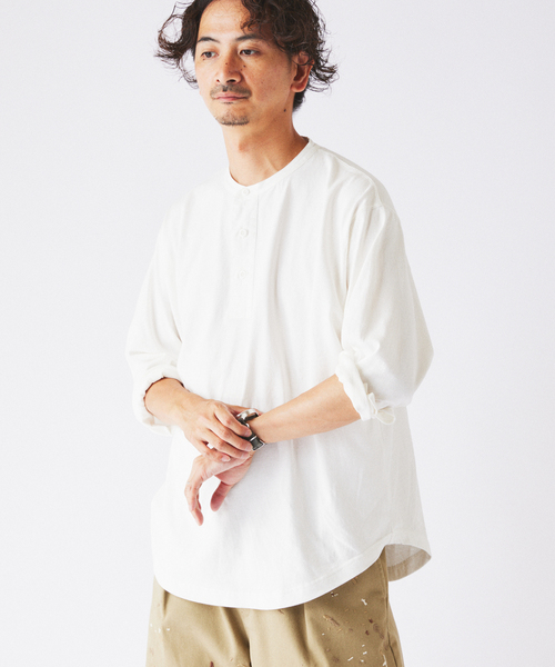 JOURNAL STANDARD relume(ジャーナルスタンダード レリューム)の「スリーピング ヘンリーネック ロングスリーブ(Tシャツ/カットソー・メンズ・ホワイト/ベージュ系その他/ブラックミックス・MEDIUM/LARGE)」の21枚目の写真