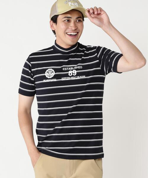 PEARLY GATES(パーリーゲイツ)の「【PEARLY GATES】FD40/-FD100dベア擬似メッシュ半袖ハイネックカットソー <ボーダー>(Tシャツ/カットソー・メンズ・ダークインディゴブルー・MEDIUM/X-LARGE/LARGE/XX-LARGE)」の2枚目の写真