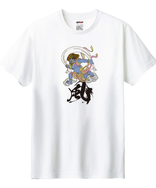 NIPOP(ニポップ)の「NIPOP(ニポップ) 半袖Tシャツ 風神 和 ロゴ イラスト プリント インバウンド お土産 トップス カットソー レディース(Tシャツ/カットソー・レディース・ホワイト系3/ブラック系2/ブラック系1/ホワイト系1/ブラック系3/ホワイト系2・L/M)」の3枚目の写真