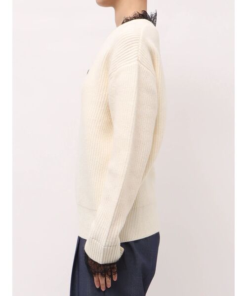 TONAL(トーナル)の「レースドッキングVネックニット(ニット/セーター・レディース・ネイビー/アイボリー/レッド/グレー・MEDIUM)」の13枚目の写真