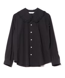 スーピマ100/-タイプライターナチュラルワッシャーレースフリルシャツブラウス