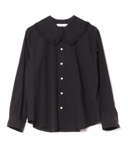 H.A.K(ハク)の「スーピマ100/-タイプライターナチュラルワッシャーレースフリルシャツブラウス(シャツ/ブラウス・レディース・ブラック/ホワイト・FREE)」の2枚目の写真