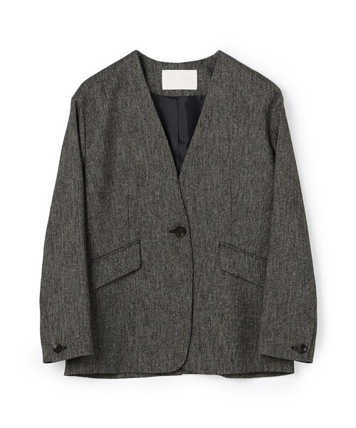 BALLSEY（ボールジィ）の「ネップカルゼ ディープVネックジャケット（ノーカラージャケット・レディース・ブラウン系その他/グレー系その他・34/36）」の2枚目の写真