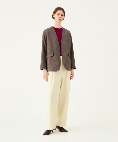 BALLSEY（ボールジィ）の「ネップカルゼ ディープVネックジャケット（ノーカラージャケット・レディース・ブラウン系その他/グレー系その他・34/36）」の3枚目の写真