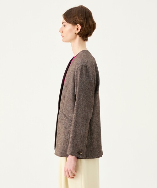 BALLSEY（ボールジィ）の「ネップカルゼ ディープVネックジャケット（ノーカラージャケット・レディース・ブラウン系その他/グレー系その他・34/36）」の5枚目の写真