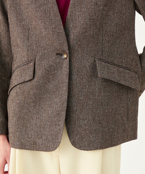 BALLSEY（ボールジィ）の「ネップカルゼ ディープVネックジャケット（ノーカラージャケット・レディース・ブラウン系その他/グレー系その他・34/36）」の12枚目の写真
