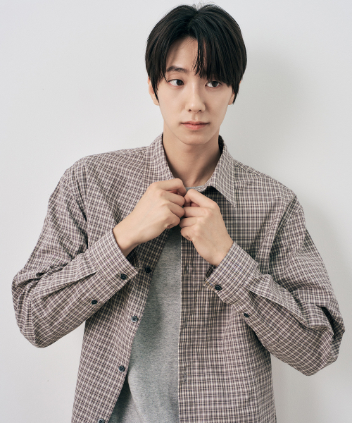 MINDBRIDGE（マインドブリッジ）の「[COUTURE] ミニ ベージュ チェック オーバーサイズ 長袖 シャツ（シャツ/ブラウス・メンズ・ベージュ・100/105/110/95）」の7枚目の写真