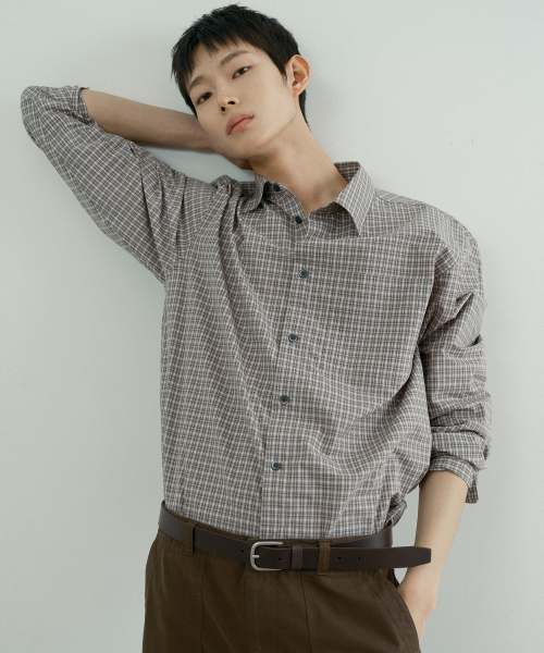 MINDBRIDGE（マインドブリッジ）の「[COUTURE] ミニ ベージュ チェック オーバーサイズ 長袖 シャツ（シャツ/ブラウス・メンズ・ベージュ・100/105/110/95）」の8枚目の写真
