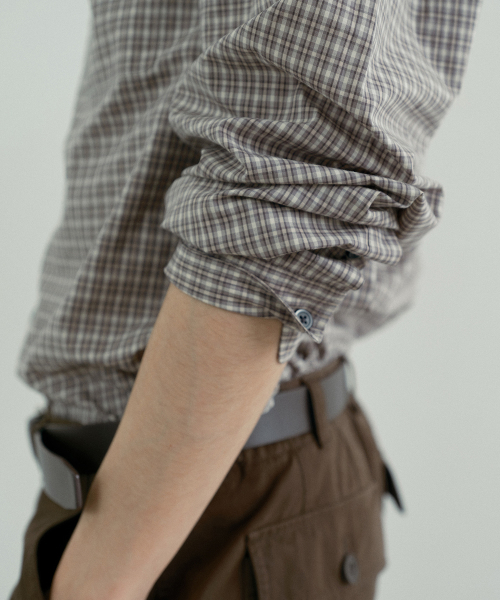 MINDBRIDGE（マインドブリッジ）の「[COUTURE] ミニ ベージュ チェック オーバーサイズ 長袖 シャツ（シャツ/ブラウス・メンズ・ベージュ・100/105/110/95）」の9枚目の写真