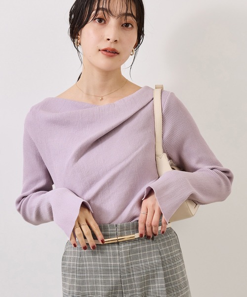 Drape rib knit pullover — трикотажный пуловер в резинку