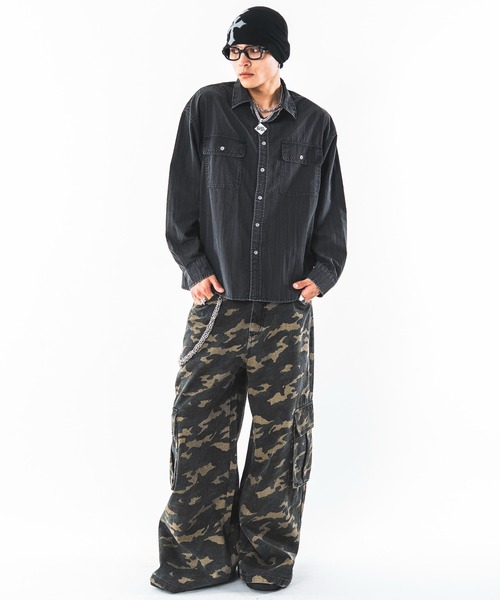 SHORT ROUND（ショートラウンド）の「SHORT ROUND/【26年秋冬新作】スーパーフレアカーゴパンツ（デニムパンツ・メンズ・ブラック系1/その他1・LARGE/MEDIUM）」の21枚目の写真