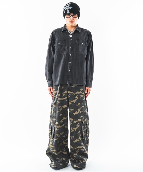 SHORT ROUND（ショートラウンド）の「SHORT ROUND/【26年秋冬新作】スーパーフレアカーゴパンツ（デニムパンツ・メンズ・ブラック系1/その他1・LARGE/MEDIUM）」の22枚目の写真