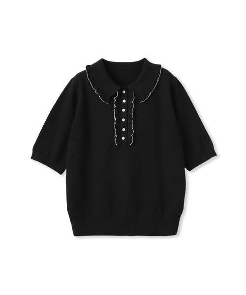 Droite lautreamont(ドロワットロートレアモン)の「鹿の子編み配色フリルポロニットプルオーバー(ニット/セーター・レディース・オフホワイト・M)」の12枚目の写真