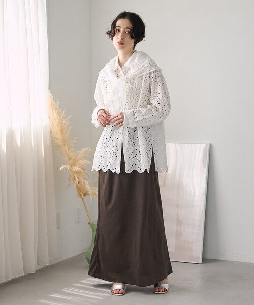 FREAK'S STORE(フリークスストア)の「クロシェ風シャツ/コットンレースシャツ(シャツ/ブラウス・レディース・ブラック/オフホワイト/ブラウン・フリ-)」の4枚目の写真