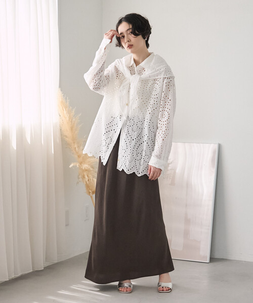 FREAK'S STORE(フリークスストア)の「クロシェ風シャツ/コットンレースシャツ(シャツ/ブラウス・レディース・ブラック/オフホワイト/ブラウン・フリ-)」の5枚目の写真