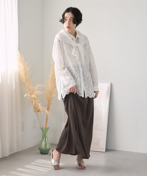 FREAK'S STORE(フリークスストア)の「クロシェ風シャツ/コットンレースシャツ(シャツ/ブラウス・レディース・ブラック/オフホワイト/ブラウン・フリ-)」の8枚目の写真