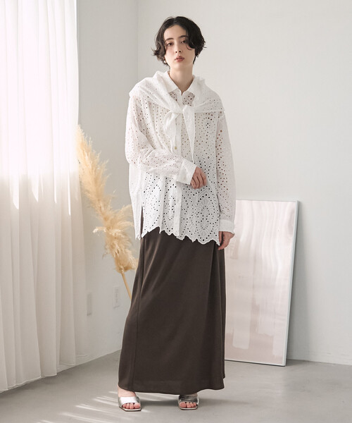 FREAK'S STORE(フリークスストア)の「クロシェ風シャツ/コットンレースシャツ(シャツ/ブラウス・レディース・ブラック/オフホワイト/ブラウン・フリ-)」の9枚目の写真