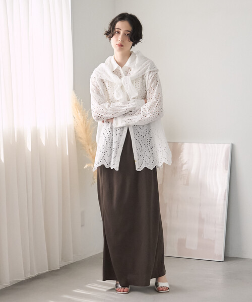 FREAK'S STORE(フリークスストア)の「クロシェ風シャツ/コットンレースシャツ(シャツ/ブラウス・レディース・ブラック/オフホワイト/ブラウン・フリ-)」の10枚目の写真