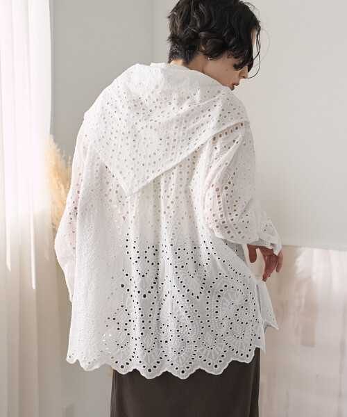 FREAK'S STORE(フリークスストア)の「クロシェ風シャツ/コットンレースシャツ(シャツ/ブラウス・レディース・ブラック/オフホワイト/ブラウン・フリ-)」の13枚目の写真