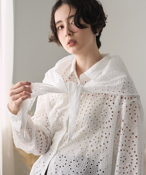 FREAK'S STORE(フリークスストア)の「クロシェ風シャツ/コットンレースシャツ(シャツ/ブラウス・レディース・ブラック/オフホワイト/ブラウン・フリ-)」の18枚目の写真