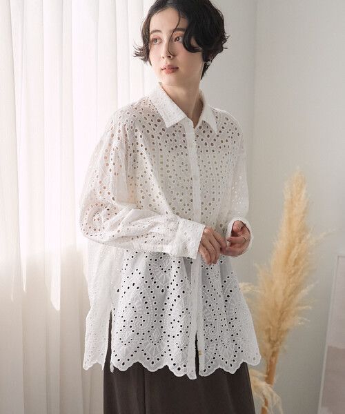 FREAK'S STORE(フリークスストア)の「クロシェ風シャツ/コットンレースシャツ(シャツ/ブラウス・レディース・ブラック/オフホワイト/ブラウン・フリ-)」の21枚目の写真