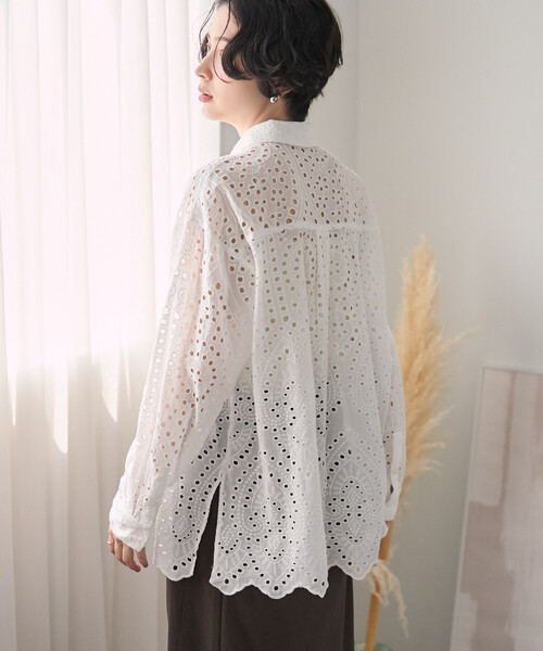 FREAK'S STORE(フリークスストア)の「クロシェ風シャツ/コットンレースシャツ(シャツ/ブラウス・レディース・ブラック/オフホワイト/ブラウン・フリ-)」の22枚目の写真