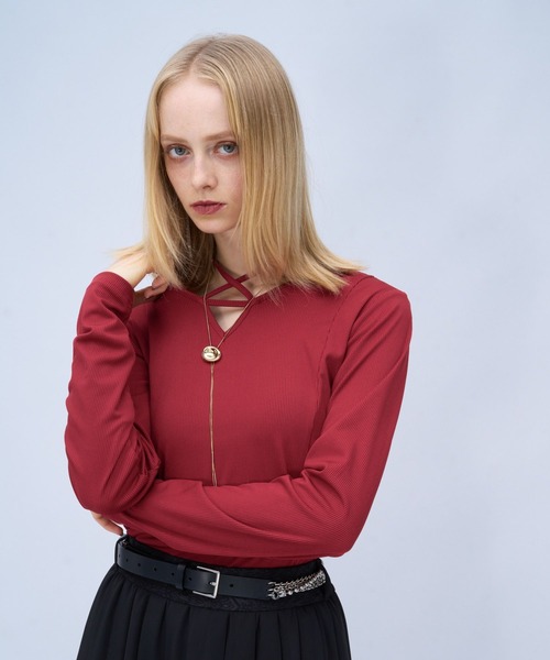 HARE（ハレ）の「ストリングカットソー(HARE)（Tシャツ/カットソー・レディース・レッド/ラメ・FREE）」の12枚目の写真