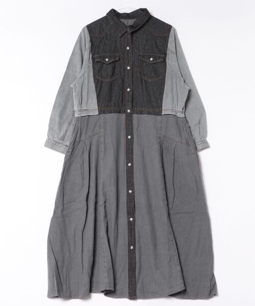 mililopiulu(ミリロピュール)の「mililopiulu/ミリロピュール ARCHIVED DENIM SHIRT DRESS(シャツワンピース・レディース・グレー/ブルー・FREE)」の1枚目の写真