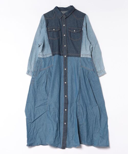 mililopiulu(ミリロピュール)の「mililopiulu/ミリロピュール ARCHIVED DENIM SHIRT DRESS(シャツワンピース・レディース・グレー/ブルー・FREE)」の2枚目の写真
