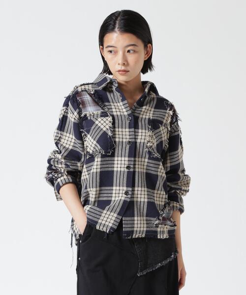 FR(13)NDS(フレンズ)の「FR(13)NDS/フレンズ/WOMEN DAMAGE CHECK SHIRT(シャツ/ブラウス・レディース・その他18/ネイビー/レッド/ホワイト・S)」の3枚目の写真