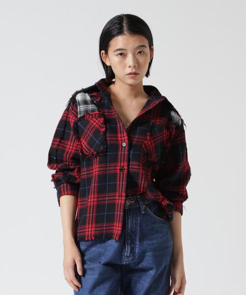 FR(13)NDS(フレンズ)の「FR(13)NDS/フレンズ/WOMEN DAMAGE CHECK SHIRT(シャツ/ブラウス・レディース・その他18/ネイビー/レッド/ホワイト・S)」の4枚目の写真