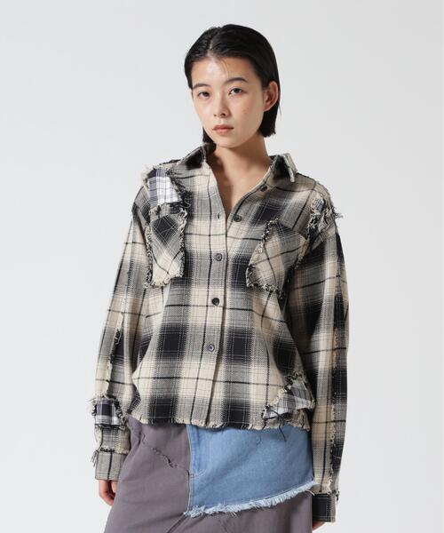 FR(13)NDS(フレンズ)の「FR(13)NDS/フレンズ/WOMEN DAMAGE CHECK SHIRT(シャツ/ブラウス・レディース・その他18/ネイビー/レッド/ホワイト・S)」の2枚目の写真