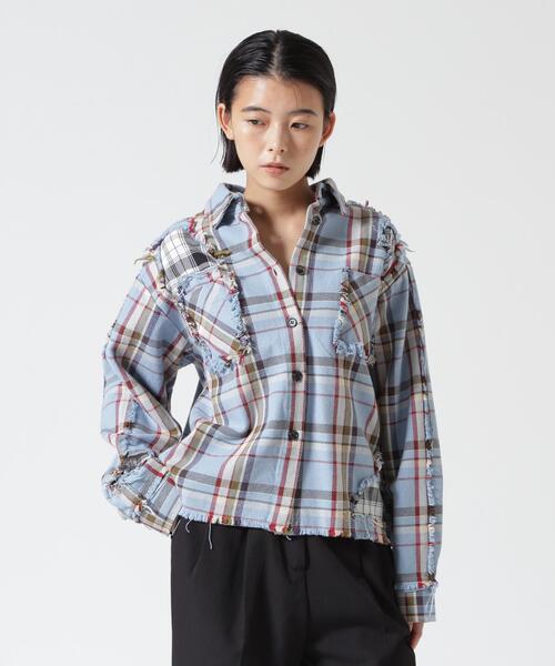 FR(13)NDS(フレンズ)の「FR(13)NDS/フレンズ/WOMEN DAMAGE CHECK SHIRT(シャツ/ブラウス・レディース・その他18/ネイビー/レッド/ホワイト・S)」の1枚目の写真