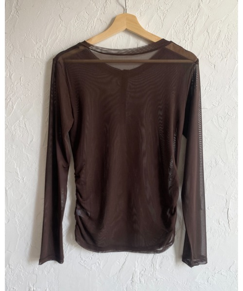 She's Closet(シーズクローゼット)の「配色バイカラー レイヤード ヘンリーネック シアートップス ロンT 2枚セット(Tシャツ/カットソー・レディース・ネイビー/ブラウン/ブラック/アイボリー・FREE)」の14枚目の写真