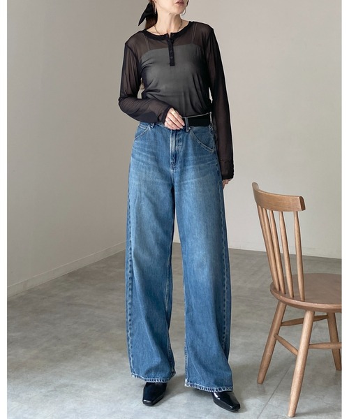She's Closet(シーズクローゼット)の「配色バイカラー レイヤード ヘンリーネック シアートップス ロンT 2枚セット(Tシャツ/カットソー・レディース・ネイビー/ブラウン/ブラック/アイボリー・FREE)」の12枚目の写真