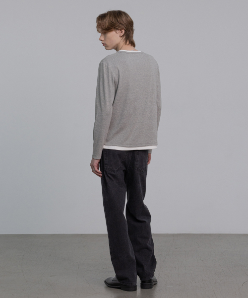 DECOROSO（デコローゾ）の「YEEZY レイヤードヘンリーネック長袖Tシャツ [グレー]（Tシャツ/カットソー・メンズ・その他・LARGE/X-LARGE）」の4枚目の写真
