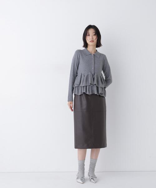 NATURAL BEAUTY BASIC（ナチュラルビューティーベーシック）の「襟付ティアードニットカーディガン（カーディガン/ボレロ・レディース・レッド/ネイビー/グレー・FREE）」の8枚目の写真