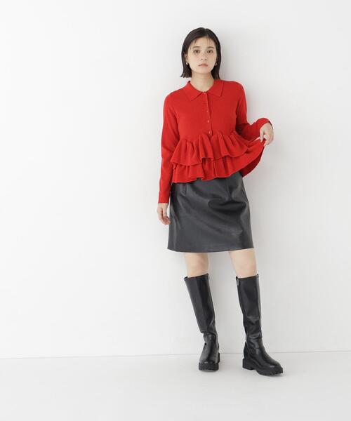NATURAL BEAUTY BASIC（ナチュラルビューティーベーシック）の「襟付ティアードニットカーディガン（カーディガン/ボレロ・レディース・レッド/ネイビー/グレー・FREE）」の16枚目の写真