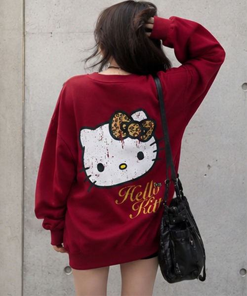 GLAMOROUS JANE(グラマラスジェーン)の「HELLO KITTYプリントオーバーサイズトレーナー(スウェット・レディース・ブラック/レッド/杢グレー・FREE)」の7枚目の写真